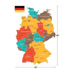 Geographical Map of Germany Cool Wall Decor Art Print Poster 12×18