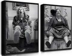 Vintage Humor Bathroom Wall Art Set – Dumb and Dumber Framed Canvas 12×16