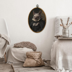 Dark Academia Bat Oval Wall Art Framed, Vintage Gothic Black Bat Oval Wall Decor