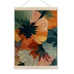 Mid Century Modern Botanical Floral Wall Art Poster Hanger Frame 12×16 in, Ab…