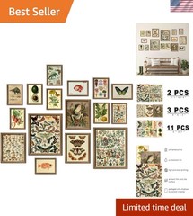 Botanical Cottagecore Wall Collage Kit – 16 Framed Vintage Posters for Home