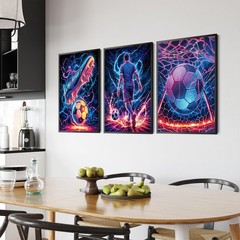 3Pcs Cool Soccer Wall Art Abstract Soccer Sneakers Posters Prints Paintings N…