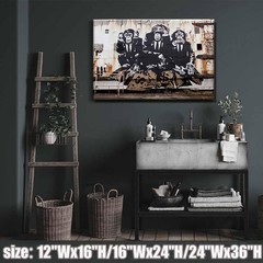3 Wise Monkeys Graffiti Banksy Canvas Wall Art 12×16
