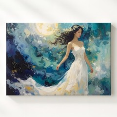 Celestial Dream Woman Canvasethereal Fantasy Moonlight Wall Art