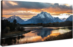 Sunset Mountain Wall Art for Living Room Nature Grand Teton Landscape Canvas Wal