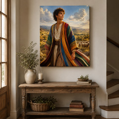 Joseph Coat of Many Colors Canvas Wall Art Biblical Christian Print Religious Wa