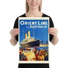 Australia, Travel Poster 1930s – Vintage Cruise Ship Wall Art, retro wall decor