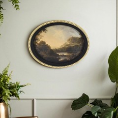 Home Decor Collection Gold Metro Beaded Oval Framed Landscape Wall Art, 14xll