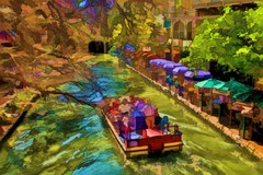 San Antonio Texas Riverwalk Illustration Cool Wall Decor Art Print Poster 18×12