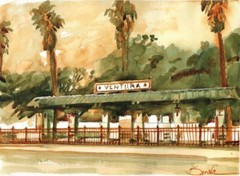 Ventura Train Stop : Signed LE Art Print : Sandra Watercolors™