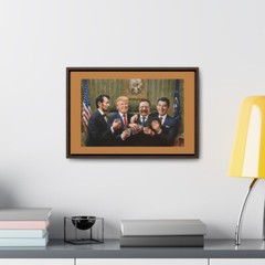 5 Presidents – Washington, Lincoln, Roosevelt, Reagan and Trump – Framed Canvas