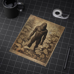 BIGFOOT BOTANICAL Vintage Wall Art, SASQUATCH Flower Poster, Retro Yeti Decor