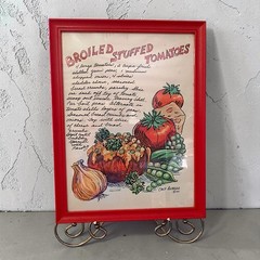 Chef Alfredo Tomatoes Art Print Recipe Framed Picture Broiled Stuffed Signed MCM