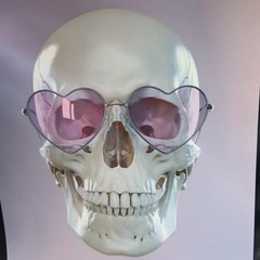 Lot Of 2 Pink Skeleton Halloween Art Prints Skull In Sunglasses Wall Art 8.5×11