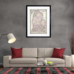 86363 1855 COLTON MAP MICHIGAN VINTAGE BLACK FRAME Decor Wall Print Poster