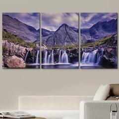 Wall26 Landscape Canvas Wall Art Set of 3 – Waterfall in The Rocky Mountain