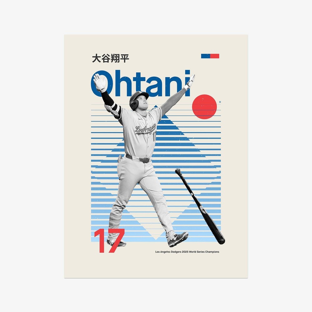Shohei Ohtani Home Run Poster | 2025 Dodgers Celebration Vintage Art Print