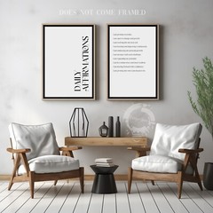 Daily Affirmations, Set of 2 Motivational Poster Prints, Home Wall Art Décor