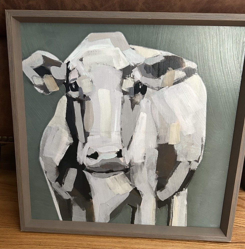 Cow Wall Art Rustic Farmhouse Cottage Country Picture Framed Kitchen Dining