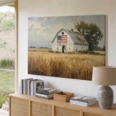 Wall Art Weathered Barn With Flag Canvas Quiet Rural Americana