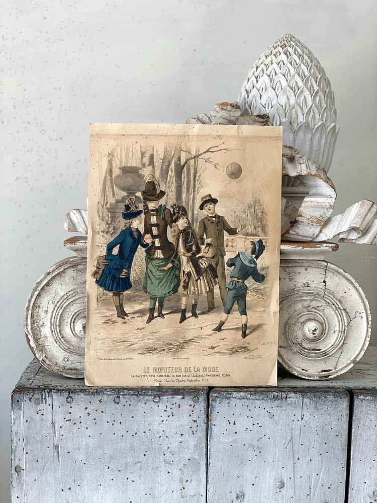 Historical REFERENCE 1886 French Fashion antique French Illustration toned draw