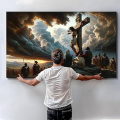 Framed Jesus Canvas Art – Good Friday Christian Wall Decor 36×24 Inch