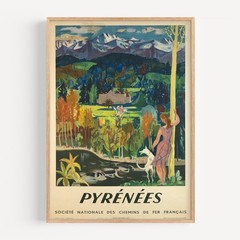 France – Pyrenees – 1951 Retro Travel Poster