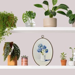Funny Blue Hydrangea Floral Bathroom Oval Wall Decor, Summer Floral Oval Canv…