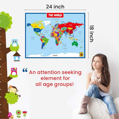 World Map Laminated Poster -Dry Erase Double Side Educational Poster for Kids/Ad