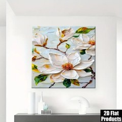 16×24 inch Framed Magnolia Wall Art – Textured Floral Print, Modern Decor