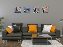 Banksy Canvas Wall Art 4PCS 12×12 Graffiti Street Art Decor Set