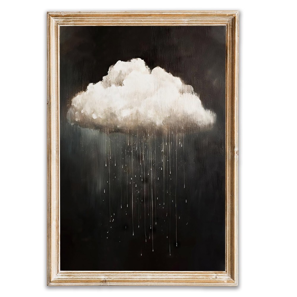 Modern Abstract Canvas Prints Wall Art Vintage Rain 24″L x 16″W, Cloud