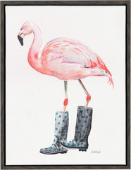 Sylvie Flamingo in Boots Framed Canvas Wall Art by Jennifer Redstreake Geary, 18