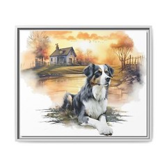 Farm Life Nebraska Canvas Framed Art Print, Pets Watercolor Art