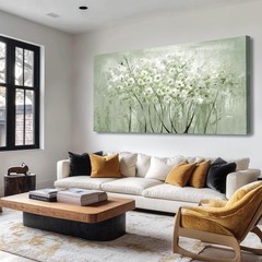Green and White Wall Art Home Decor Wildflower Wall Decorations Canvas Prints…