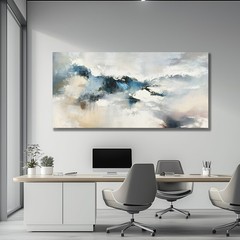 Yuaxker Abstract Wall Art Blue and White Wall Decor Vogue Canvas Painting Art…