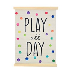 Kids Playroom Wall Art Canvas Banner Set Play All Day Love to Read Nursery Decor