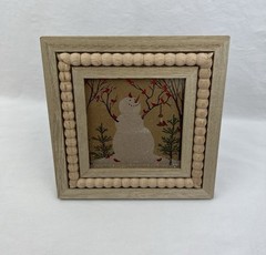 Greenbrier Framed Art Snowman with Shiny Red Cardinals Birds 6.25”x6.25”