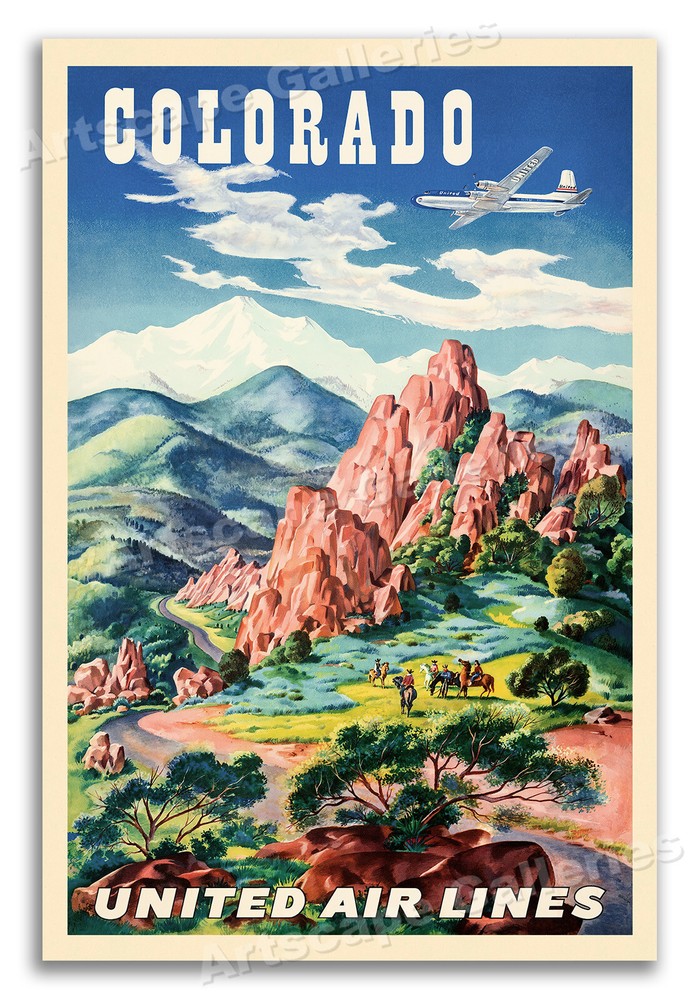 1950s Colorado Garden of the Gods Vintage Style Travel Poster – 20×30