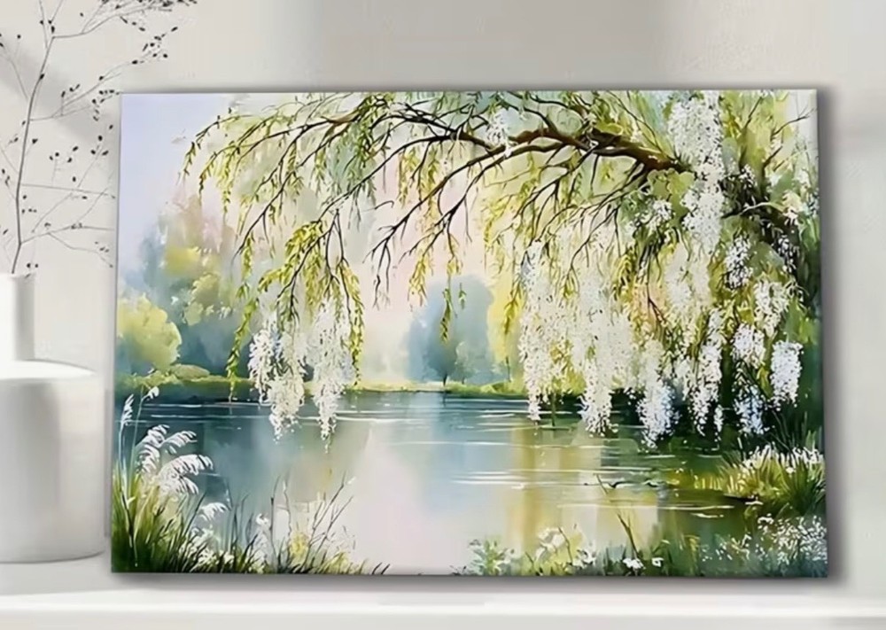 Canvas Wall Art TREE OVERHANGING WATER 12 x 18 Unframed 1009