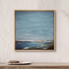 Dark Blue Brown White Abstract Wall Art Framed Canvas Print