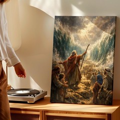 Wall Art Biblical Sea Parting Canvas Print Religious Exodus Moses Painting Decor