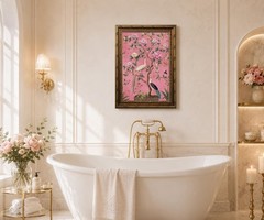 Framed Chinoiserie Floral Bird Wall Art Vintage Botanical Peony Painting Prin…