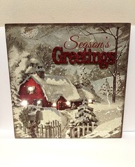 11.75×11.75” OD LED Season’s Greetings Winter Scene LED Light Up Canvas