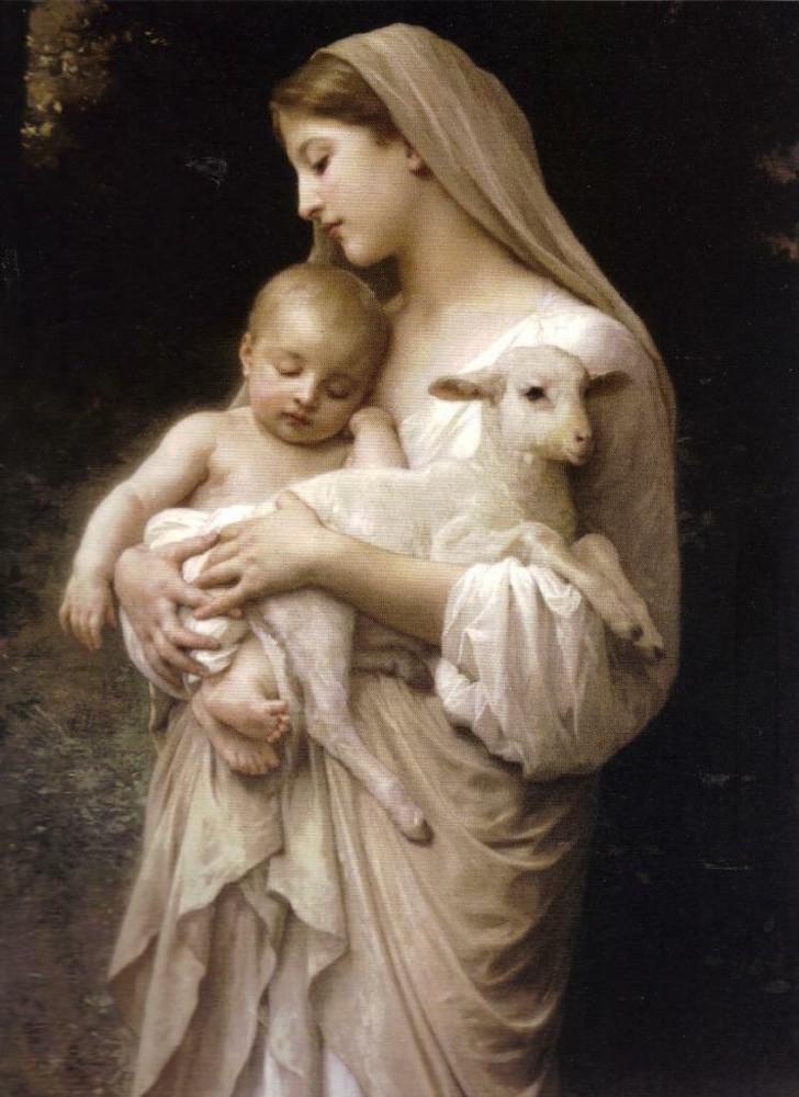 VIRGIN MARY BABY JESUS CHRIST GLOSSY POSTER PICTURE PHOTO PRINT angels lamb 3896