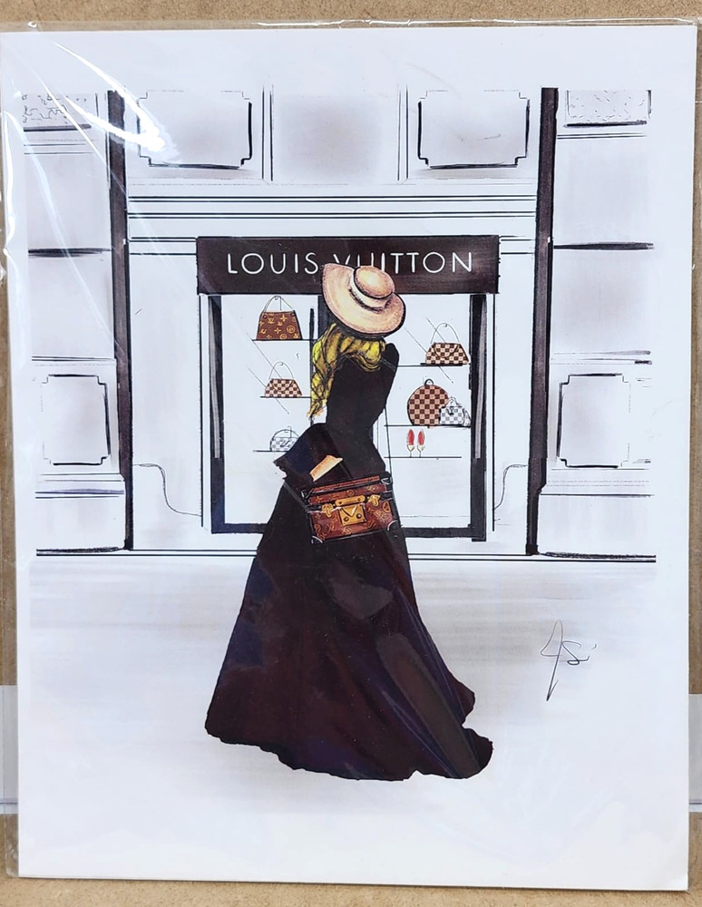 Fashion Art Print Woman Boutique Window Louis Vuitton Luxury Wall Decor 8×10
