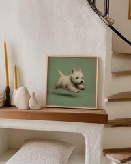 West Highland Terrier Zoomies Oil Painting Poster Dog Wall Art