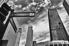 Chicago Michigan Avenue Street Sign Chicago B&W Photo Art Print Poster 36×24