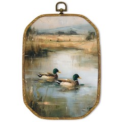 Vintage Mallard Duck Canvas Wall Art Decor, Farmhouse Cottagecore Duck Huntin…