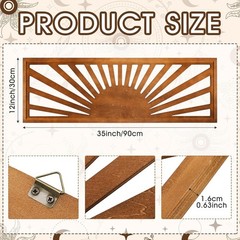 Wood Sunset Wall Art Long Horizontal Wall Art Decor Boho Sun Wall Art…